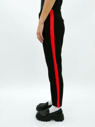 Black Cigarette Trousers with Red Stripe