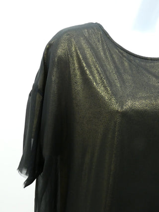 Black & Gold Foiled Rayon Jersey Dress