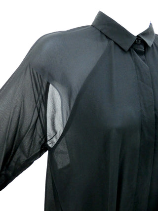 Black Silk Open Back Blouse