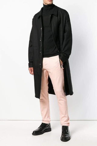 Salmon Pink Zip Pocket Biker Jeans