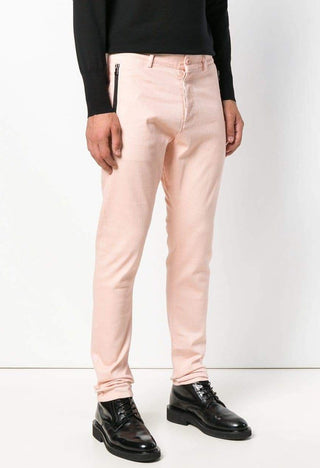 Salmon Pink Zip Pocket Biker Jeans