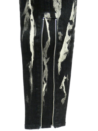 Women's Black Bleached Skinny Jeans with Back Leg Zips